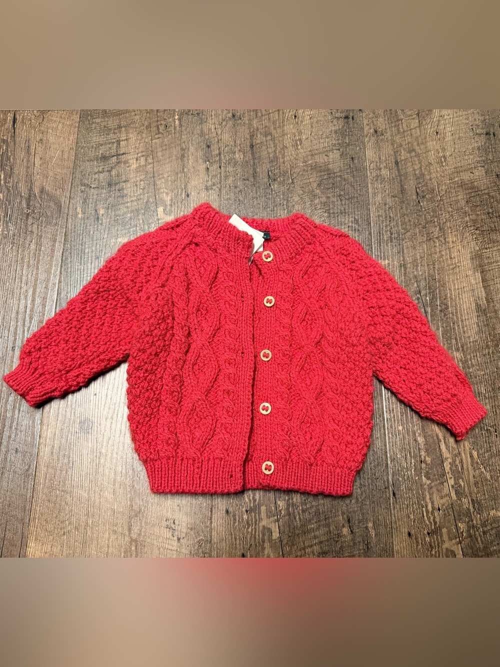 Blarney Woollen Mills Cable Knit Red Cardigan Wool Sweater Kids NWT Merino